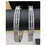 2 silver-toned metal bangle bracelet decorated