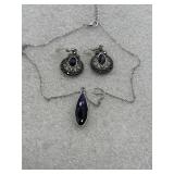 silver filigree earrings with purple amethyst