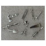 10 silver tone charms