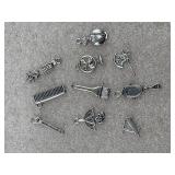 10 silver tone charms