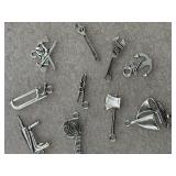 10 silver tone charms