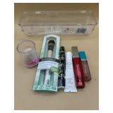 Makeup pencils brush creams and tray