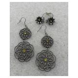 Yellow rhinestone earring sets