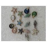 enamel seashell and starfish charms are designed