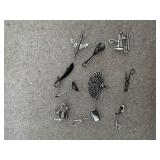 10 silver tone charms