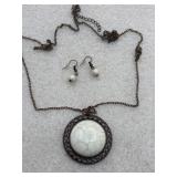 necklace and earring set  featuring white or