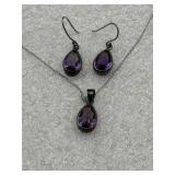 teardrop-shaped amethyst gemstones set in 925