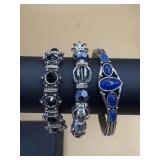 Silver tone. Lue stone stylish bracelets