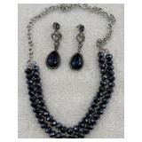 necklace and earring set featuring silver-tone