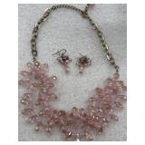 Vintage Facated Crystal Pink Champagne Necklace