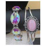 costume bracelets featuring vibrant, iridescent