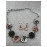 Poppin Poppies multi necklace and earring set by
