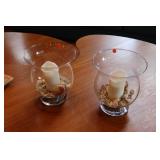 Pair Glass Hurricane Candle Holders