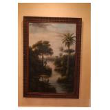 Large oil on canvas "Lagoon at day break"