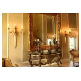 Pair of Gold Bronze 3 Light Louis XVI Style Sconce