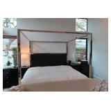 Polished Chrome Upholstered Canopy Bed