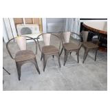 Set of 4 Metal & Wood Arm Chairs