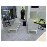 Pair of Patio Chaise Lounger & End Table