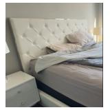 White Bed Frame with soft Headboard See Note