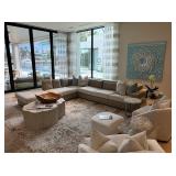 2 Piece Sectional Couch Tan/Beige Leather Retail $