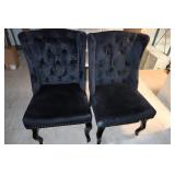 Pair Black Velvet Lounge Chairs