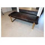 Cowhide & Brass Bench
