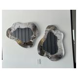 Pair Abstract Art Irregular Mirrors