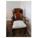Vintage Queen Anne Style Carved Mahogany Armchair