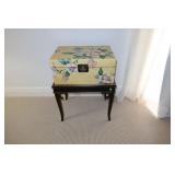 Vintage Hand Painted Yellow Floral Trinket Box w/