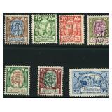 Liechtenstein Stamps #74-80 Used 1924 Peasants & C