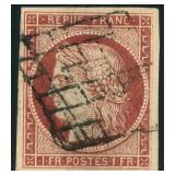 France Stamp #3 Used with small hinge thin, 1 Fran