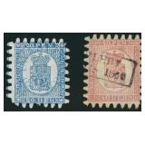 Finland Stamps #9-10 Used fresh duo of 1870s Serpe