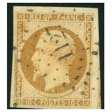 France Stamp #10 Used with large thins and part of