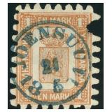 Finland Stamp #11 Used with pulled perf, scarce 18