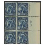 US Stamps #565 Plate Block of 6 Mint NH with natur
