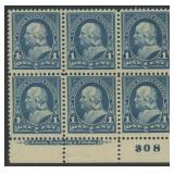 US Stamps #264 Mint NH Plate Block of 6
