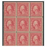 US Stamps #505 Mint NH Block of 9
