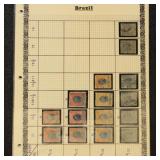 Brazil Stamps 1860s-1880s issues on pages, wide va
