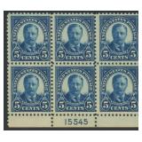US Stamps #557 Mint NH Plate Block of 6
