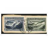 Liechtenstein Stamps #C7-C8 Used 1931 Zeppelin Air