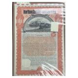 US Railroad Bond Certificate, Redeemed, Scripophil
