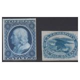 US Carrier Stamps #LO1 Proof on card & #LO2 Mint N