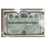 US Railroad Stock Certificate, Redeemed, Scripophi