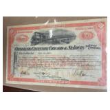 US Railroad Stock Certificate, Redeemed, Scripophi