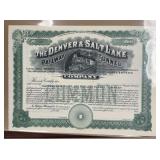 US Railroad Stock Certificate, Redeemed, Scripophi