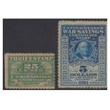 US Stamps #WS1 & WS4 Mint No Gum with thins and fa