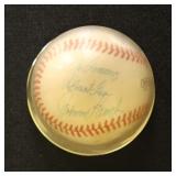 Johnny Bench Signed Baseball, personalized in blue