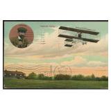 1910 Sommer Flying Postcard, Used with perf 12 1 c