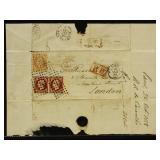 France Stamps #18, 20 Pair tied on 1858 folded let