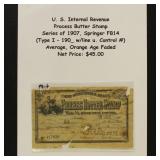 US Stamps #FB14 Processed Butter 1907 US Revenue T